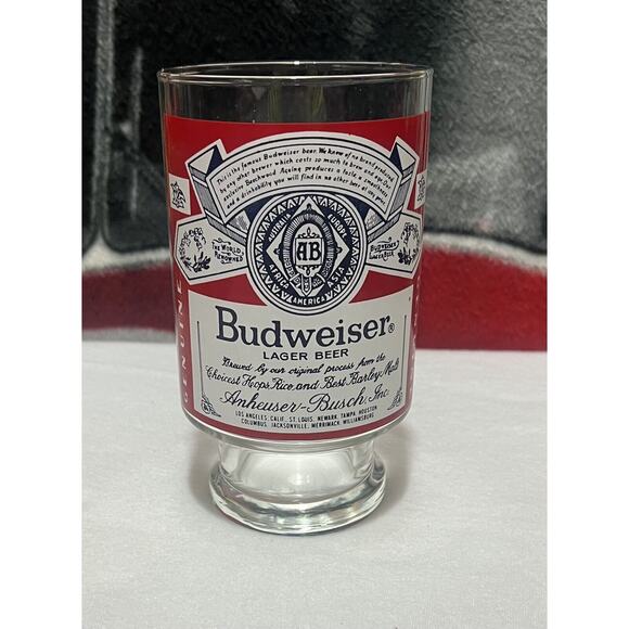 Vintage Budweiser Beer Glass Cup Mug Footed 32oz Pedestal Anheuser Busch Bar Top - Picture 1 of 5